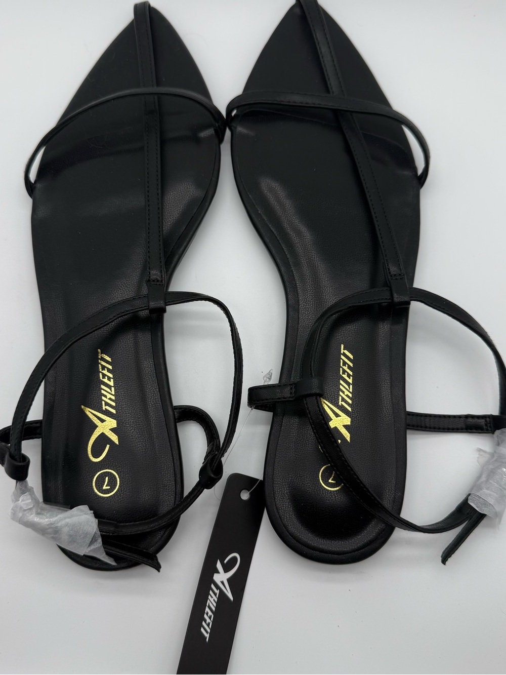 Black Strappy Pointed-Toe Sandals